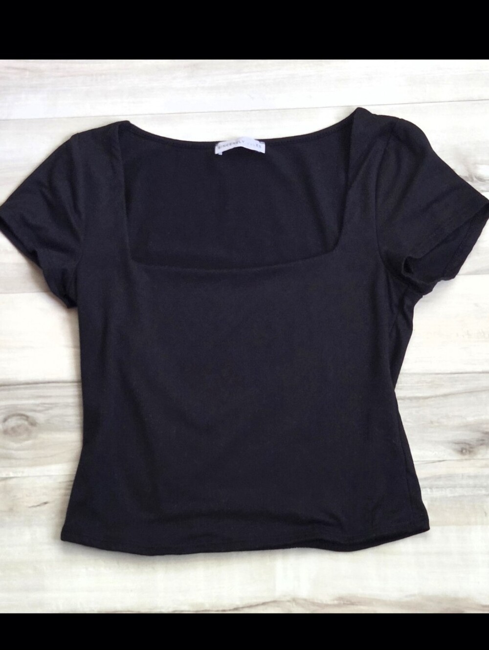 🛍Sincerely Jules Classic Black Square-Neck Women's Top Size Small